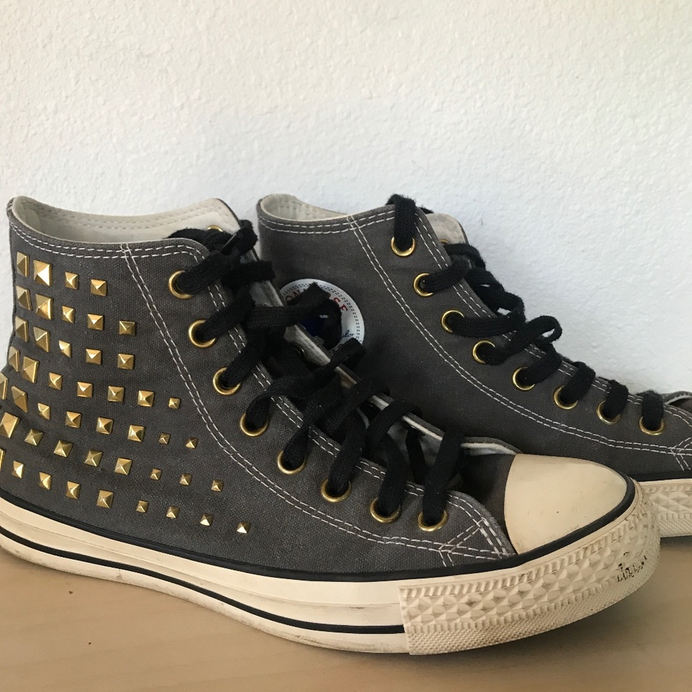 Converse High Tops with Gold Studs